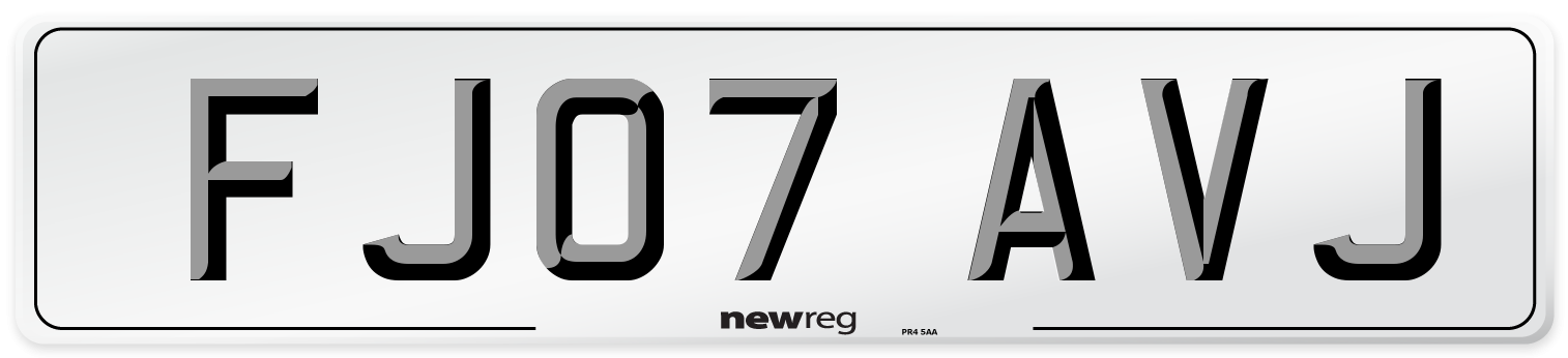 FJ07 AVJ Number Plate from New Reg